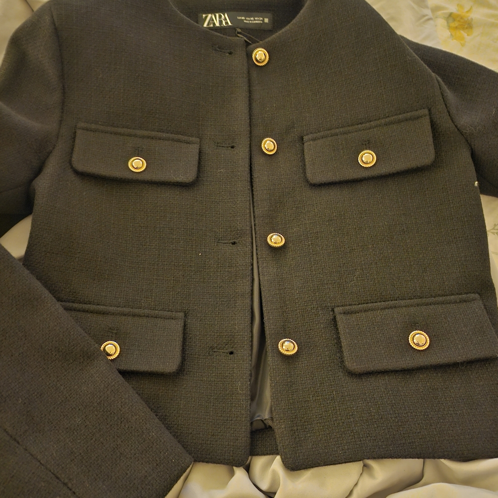 Zara Black Jacket with Gold Buttons